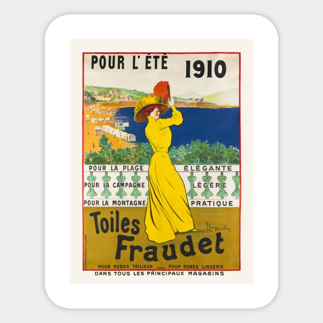 Pour l'ete. Toiles Fraudet Vintage Poster 1910 Sticker by vintagetreasure